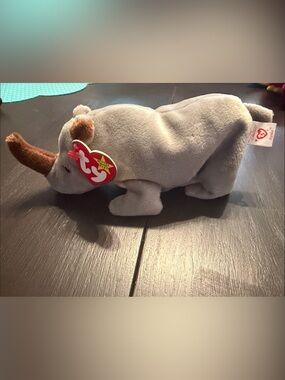 Ty Gray and Brown Rhino Plush